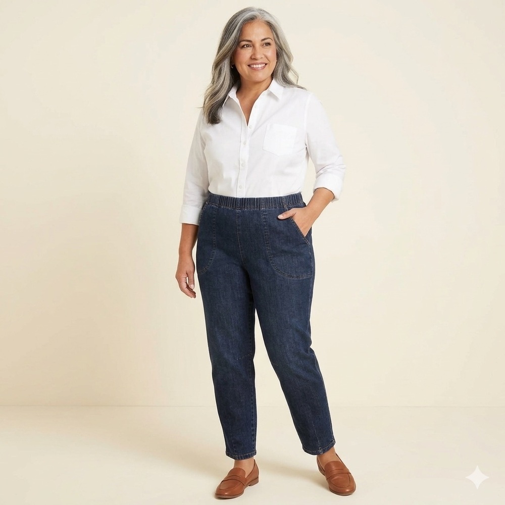 Just My Size Classic Stretch Denim Pull-On Pants - Picture 7 of 7